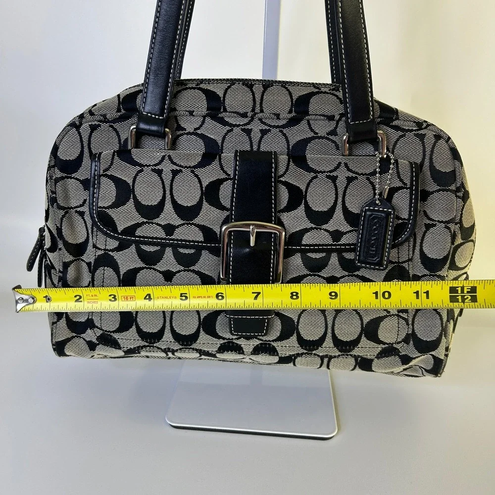 Coach Soho Signature Black Canvas Leather Satchel Bag 6846 Good